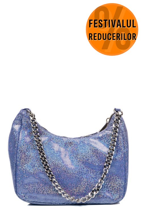 Geanta albastra glitter piele naturala bs0658