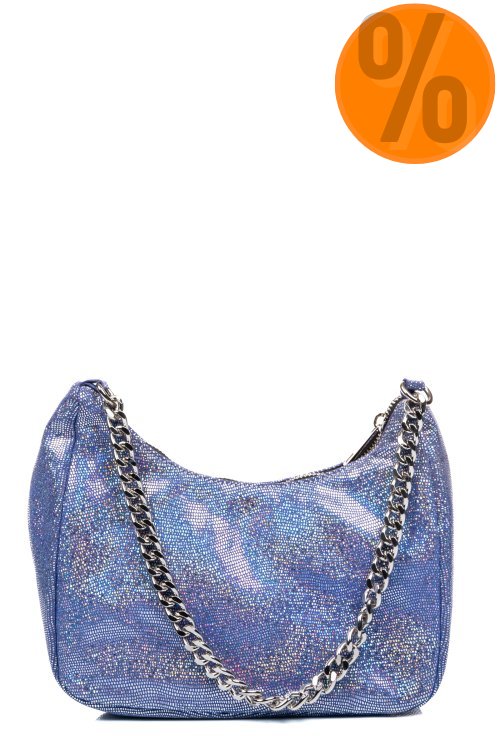 Geanta albastra glitter piele naturala bs0658