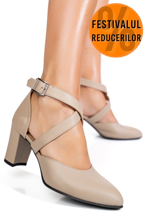 Pantofi bej piele naturala 5s77762