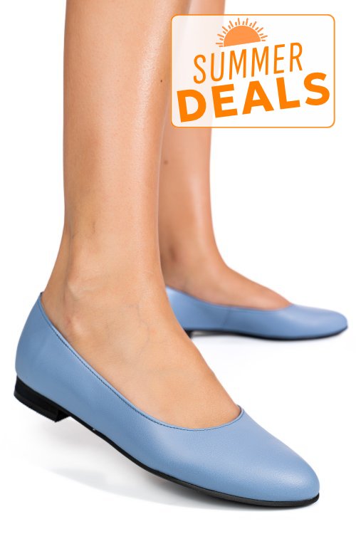 Balerini albastri piele naturala intoarsa 4s7750b