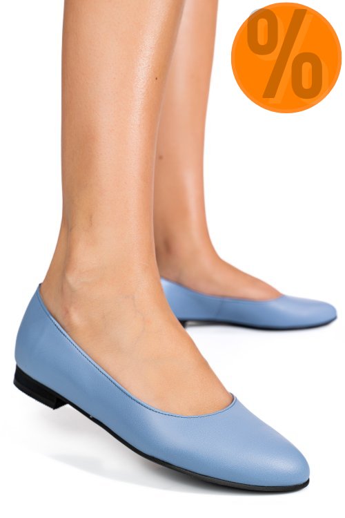 Balerini albastri piele naturala intoarsa 4s7750b