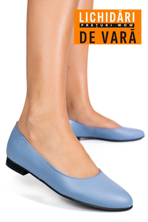 Balerini albastri piele naturala intoarsa 4s7750b