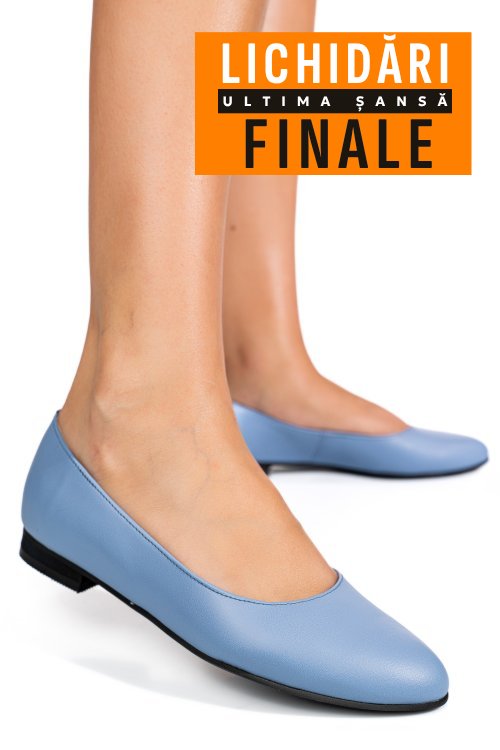 Balerini albastri piele naturala intoarsa 4s7750b