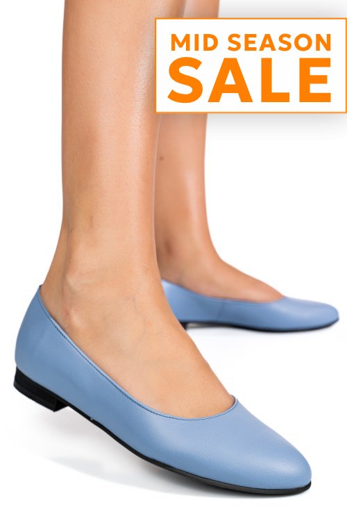 Balerini albastri piele naturala intoarsa 4s7750b