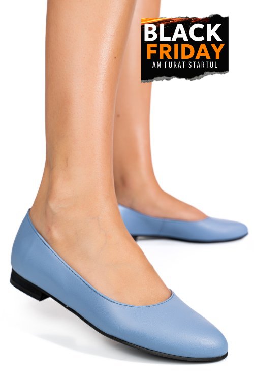 Balerini albastri piele naturala intoarsa 4s7750b