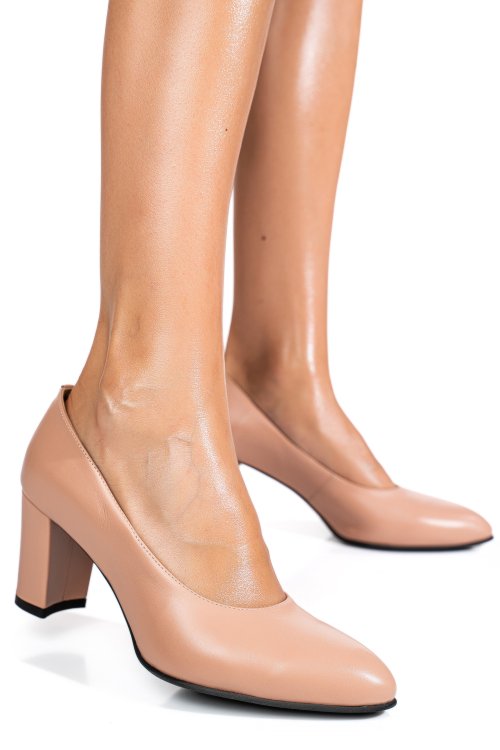 Pantofi nude talpa neagra piele naturala 3s77015