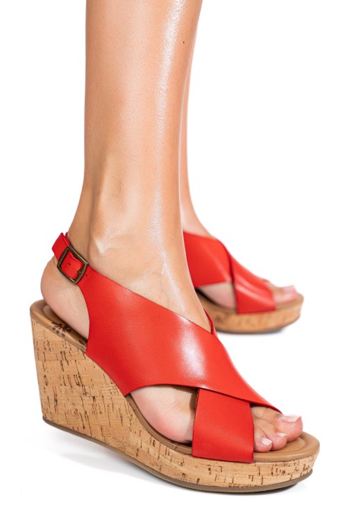 Sandale rosii piele naturala ts77p01c25
