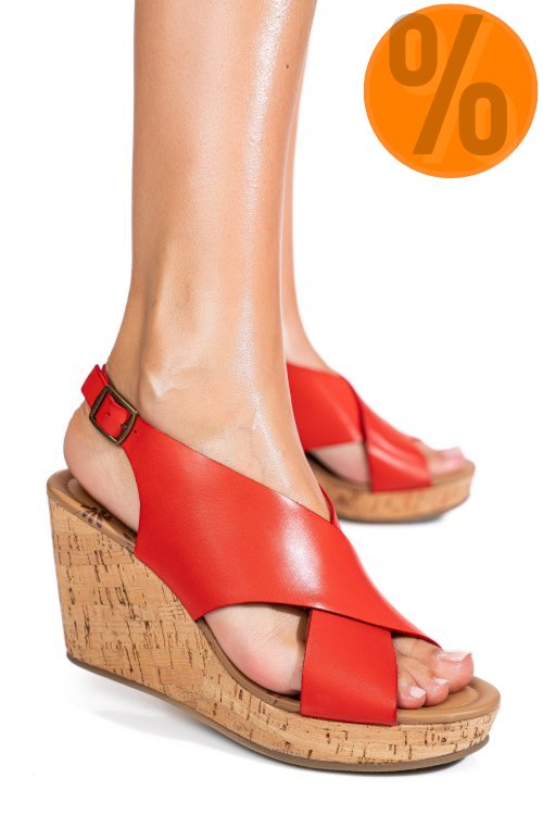 Sandale rosii piele naturala ts77p01c25