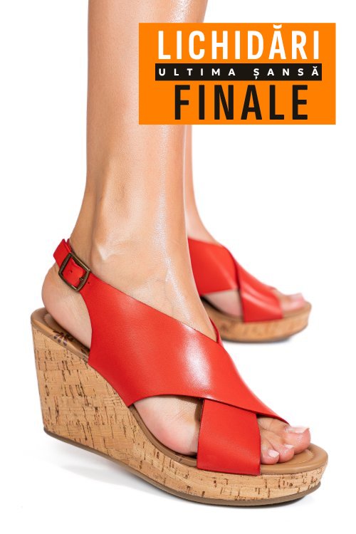 Sandale rosii piele naturala ts77p01c25