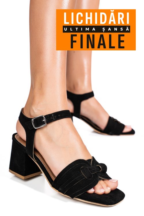 Sandale negre piele naturala intoarsa es77m8659