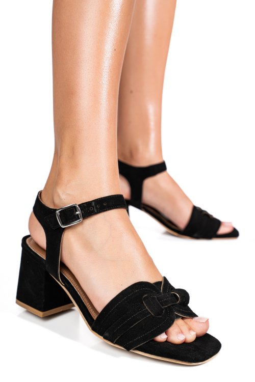 Sandale negre piele naturala intoarsa es77m8659