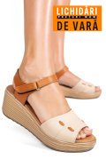 SANDALE BEJ PIELE NATURALA 1S7757