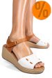 Sandale maro alb piele naturala 1s7757