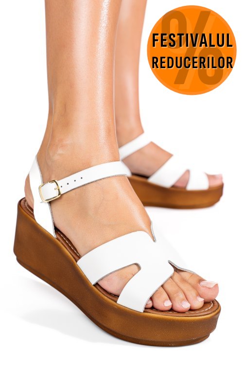 Sandale albe piele naturala ls77ecce