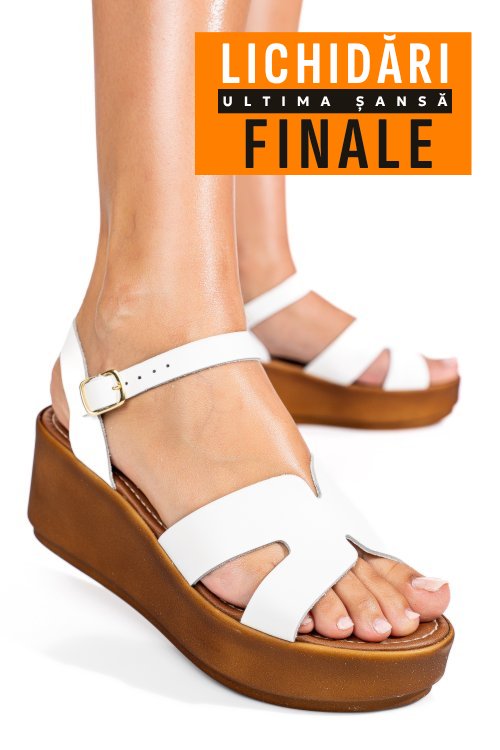 Sandale albe piele naturala ls77ecce