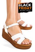 SANDALE ALBE PIELE NATURALA LS77ECCE