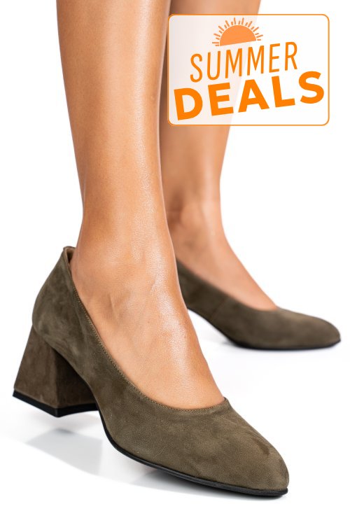 Pantofi khaki piele naturala intoarsa 5s77006