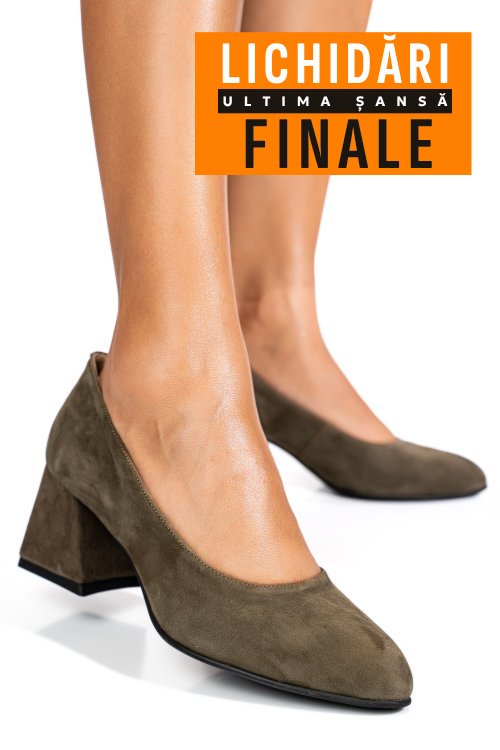 Pantofi khaki piele naturala intoarsa 5s77006
