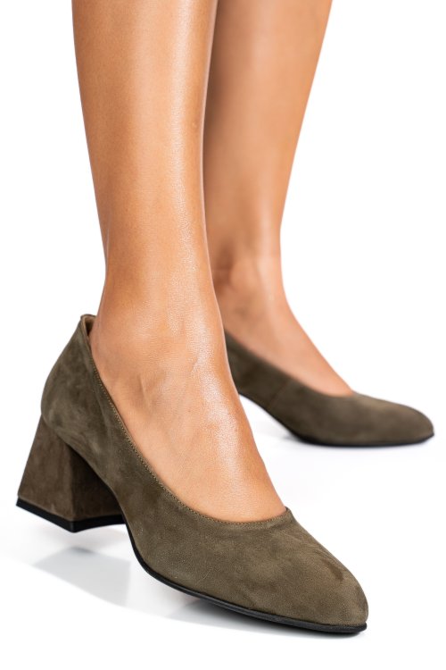 Pantofi khaki piele naturala intoarsa 5s77006
