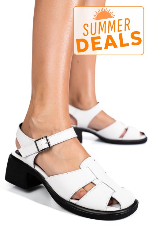 Sandale albe piele naturala jspy5760