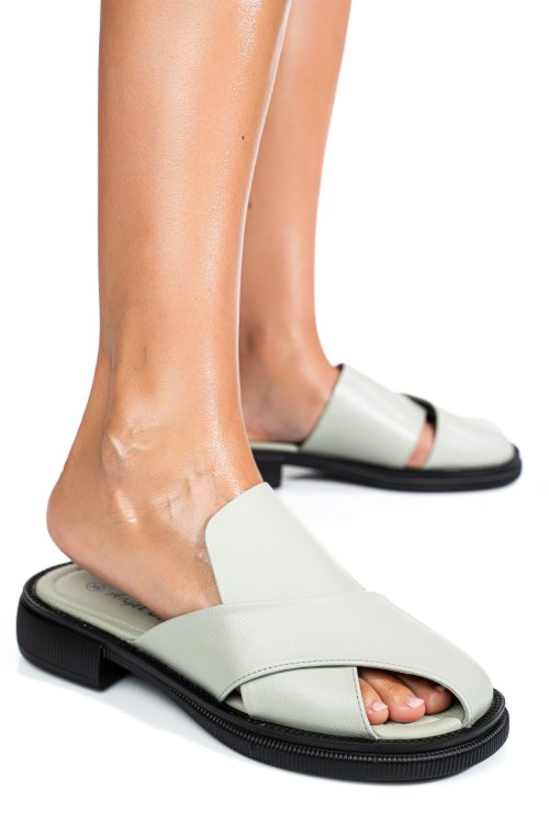 Papuci olive piele naturala fsp005021