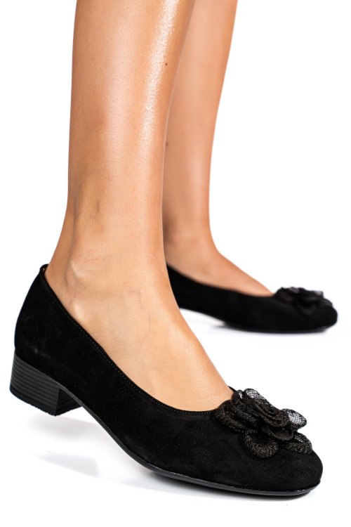 Pantofi negri piele naturala intoarsa 2s7756br-ii