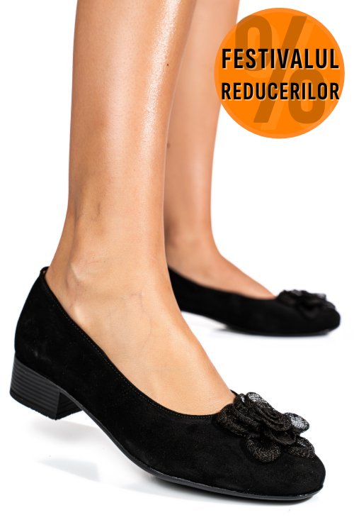 Pantofi negri piele naturala intoarsa 2s7756br-ii