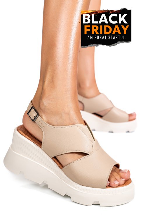 Sandale bej piele naturala ys7714