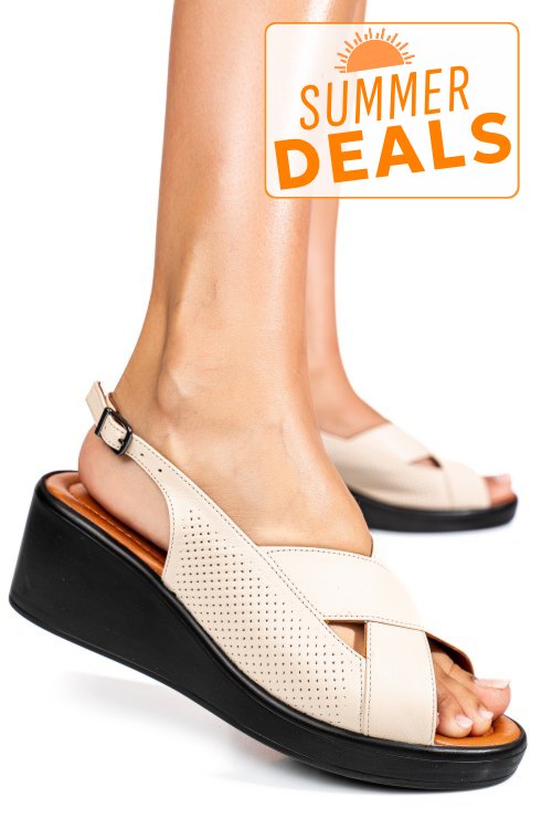 Sandale bej piele naturala 7s7740