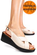 SANDALE BEJ PIELE NATURALA 7S7740