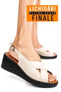 SANDALE BEJ PIELE NATURALA 7S7740