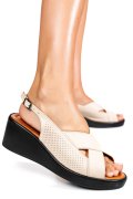 SANDALE BEJ PIELE NATURALA 7S7740
