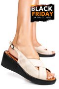 SANDALE BEJ PIELE NATURALA 7S7740