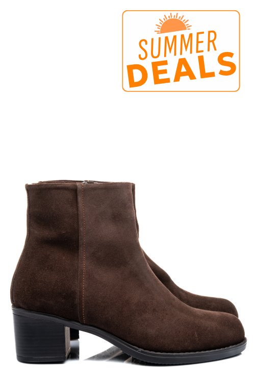 Botine maro inchis piele naturala intoarsa 3s77871