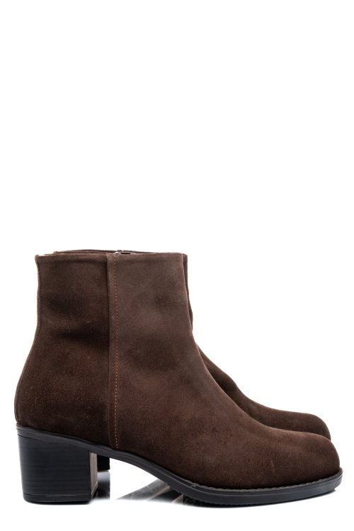 Botine maro inchis piele naturala intoarsa 3s77871