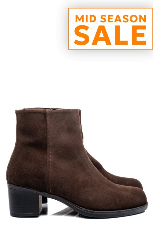Botine maro inchis piele naturala intoarsa 3s77871