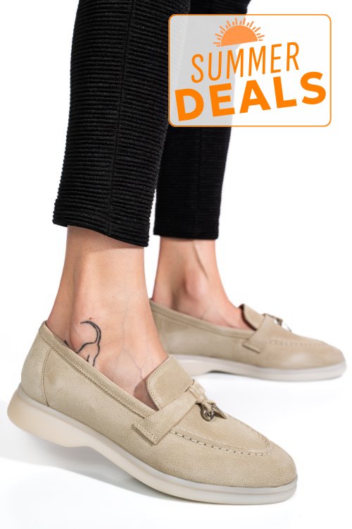 Mocasini gri piele naturala intoarsa 4s7755
