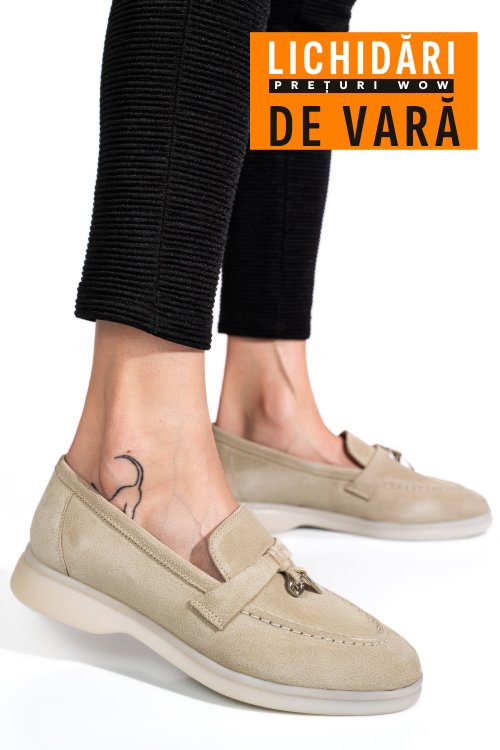 Mocasini gri piele naturala intoarsa 4s7755
