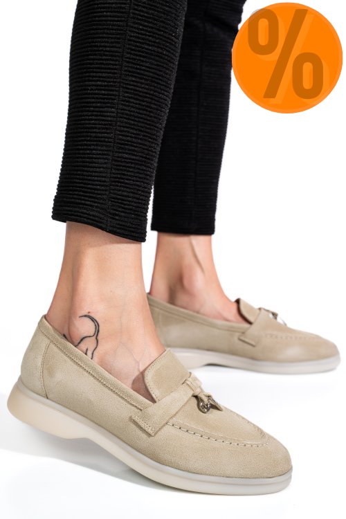 Mocasini gri piele naturala intoarsa 4s7755
