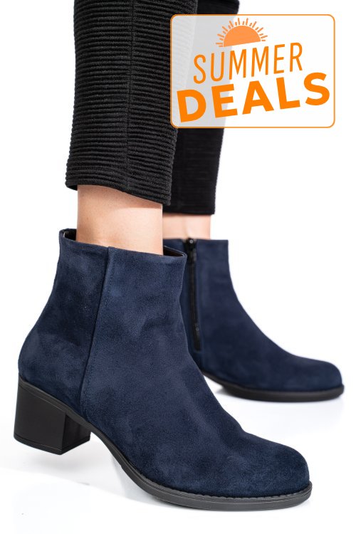 Botine albastre piele naturala intoarsa 3s77871