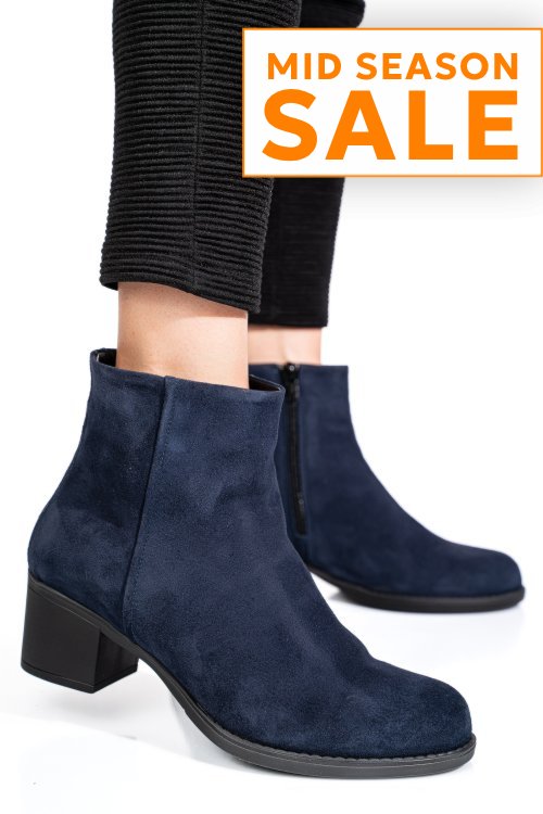 Botine albastre piele naturala intoarsa 3s77871
