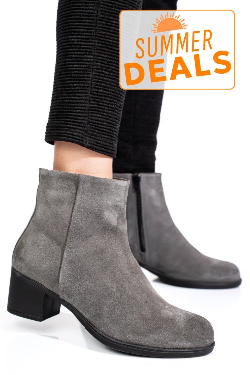 Botine gri piele naturala intoarsa 3s77871