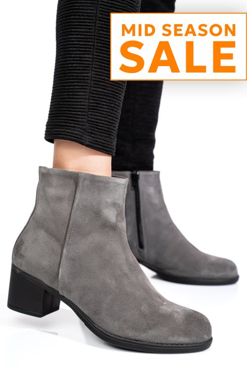 Botine gri piele naturala intoarsa 3s77871