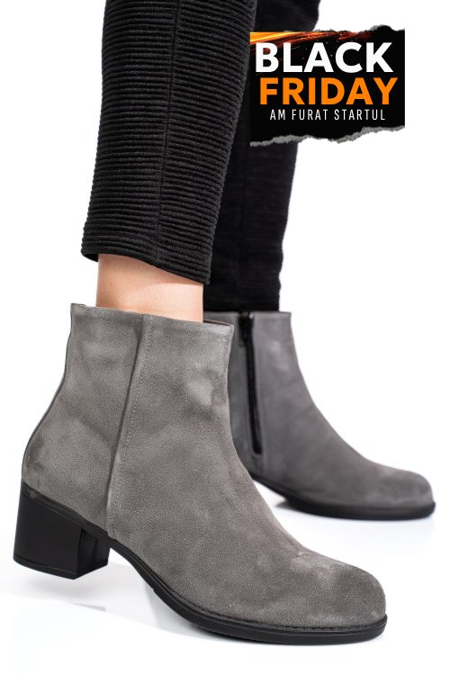 Botine gri piele naturala intoarsa 3s77871