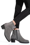 BOTINE GRI PIELE NATURALA INTOARSA 3S77871