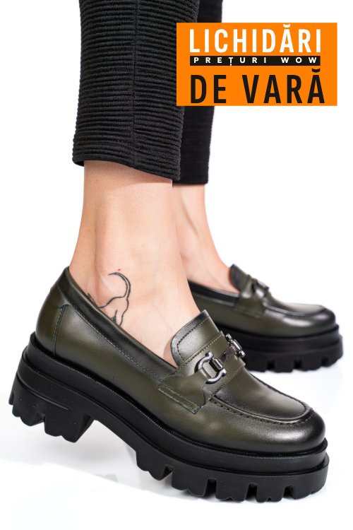 Mocasini verzi piele naturala 4s7780
