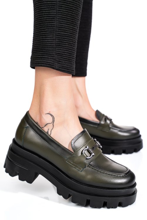 Mocasini verzi piele naturala 4s7780