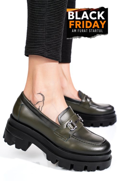Mocasini verzi piele naturala 4s7780