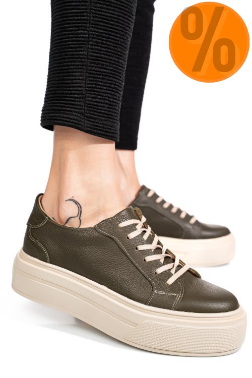 Pantofi sport olive piele naturala 3s77000
