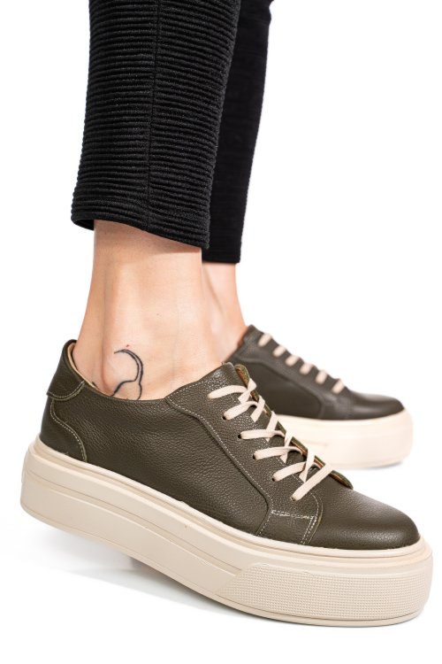Pantofi sport olive piele naturala 3s77000